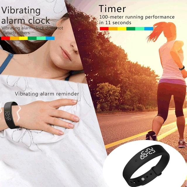 Alt view image 7 of 7 - Vibrating Alarm Clock Watch for Heavy Sleepers, Silent Wake Up Bracelet & Smart Wristband, Wearable Vibration Wrist Alarm, Non-Audible Sleep Wristband for Men & Women, Black
