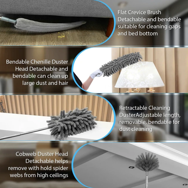 Alt view image 7 of 7 - Car Detailing Kit with 8000Pa Vacuum Cordless for Car Cleaning | Microfiber Feather Duster, Ceiling & Fan Dust Removal, Lightweight, for Car Interior Exterior & Home Cleaning, Gift for Men