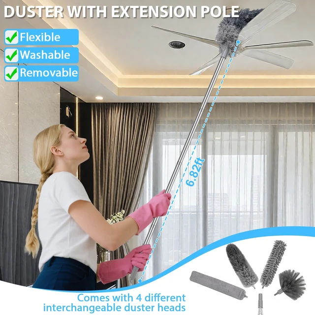 Alt view image 5 of 7 - Car Detailing Kit with 8000Pa Vacuum Cordless for Car Cleaning | Microfiber Feather Duster, Ceiling & Fan Dust Removal, Lightweight, for Car Interior Exterior & Home Cleaning, Gift for Men