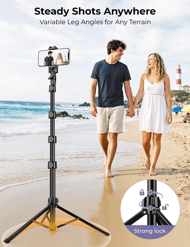 Alt view image 4 of 7 - Phone Tripod Stand, 81" Tall Cellphone Tripod for iPhone with Gooseneck | Flexible Portable Phone Stand for Recording with Remote, Compatible with iPhone 17 16 15 Pro Android Camera