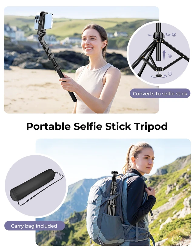 Alt view image 7 of 7 - Phone Tripod Stand, 81" Tall Cellphone Tripod for iPhone with Gooseneck | Flexible Portable Phone Stand for Recording with Remote, Compatible with iPhone 17 16 15 Pro Android Camera