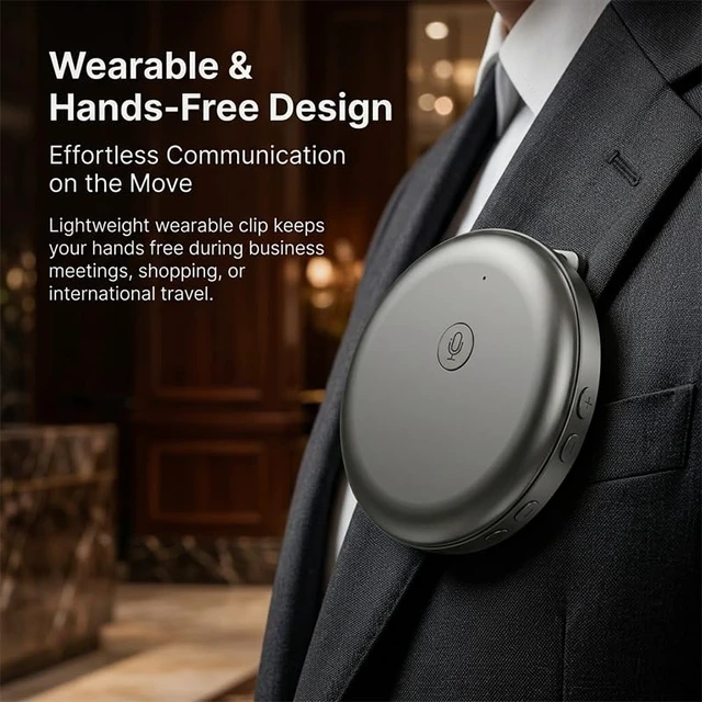 Alt view image 5 of 7 - AI Translator, 100+ Languages Real-Time Practice Companion | Pronunciation & Grammar Feedback, Instant Translation Support, Compact Wearable Design for Learning, Work & Travel