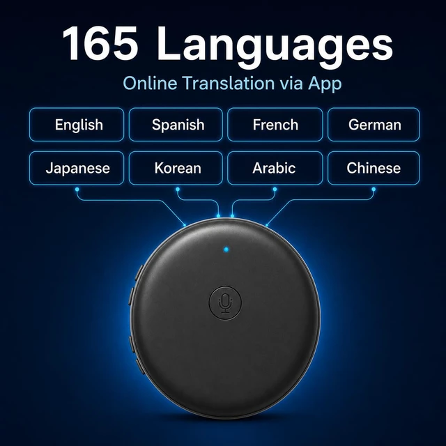 Alt view image 5 of 7 - Language Translator Device, Spanish & English Practice Companion | Real-Time Translation, AI Voice Assistant, Multi-Language Support, Hands-Free Design, Travel Companion (Gray)