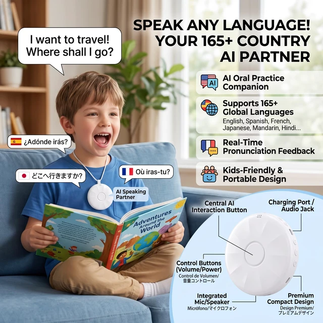 Alt view image 3 of 6 - AI-Smart Wearable Translator that Supports Translation in 165 Languages, with no Subscription fees Ever; Language Translator Device; Foreign Language Practice Companion