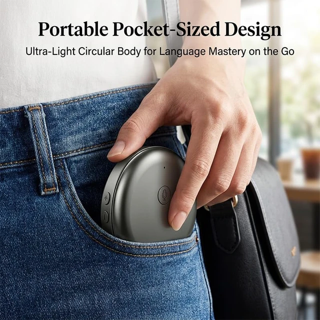 Alt view image 5 of 7 - Wearable AI Translator Device, English Spanish Voice Translation | Real-Time AI Voice Translation with AI Language Learning & Vocabulary Review for Travel, Work and Daily Communication