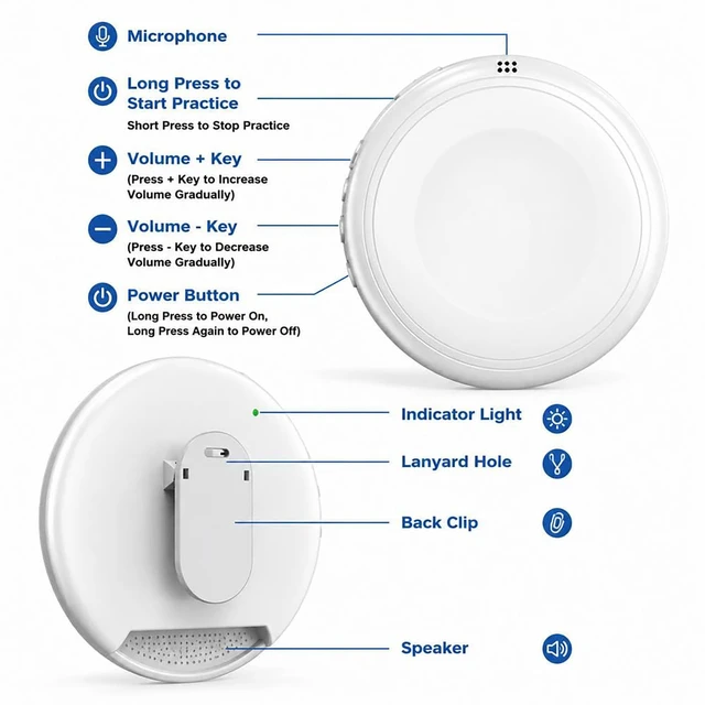 Alt view image 7 of 7 - Wearable Translator Device, 162 Languages, AI Coach, BT Mic, Travel/Work | Real-time translation in 0.5s, AI pronunciation coach, hands-free clip-on, long battery life, for travel, work & learning