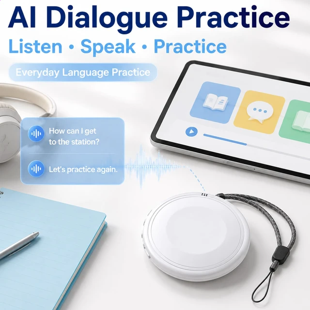Alt view image 7 of 7 - Smart Wearable Translator, Supports 165 Languages Real Time Translation, Portable Language Learning Assistant for Travel Business Daily Communication