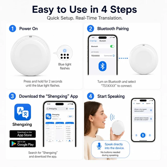 Alt view image 6 of 7 - Smart Wearable Translator,AI Translator Language Translator,Supports 165 Languages Real Time Translation,Device Spanish & English Practice Companion,Travel traductor de idiomas portatil