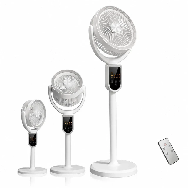 Main image of Rechargeable Cordless Pedestal Fan, Standing Air Circulator Fan with Remote | Pedestal Fan Standing for Home Camping, 190°+140° Auto Oscillation, 4 speeds, 4 timers, 3 Heights Adjustable for Stand Fan