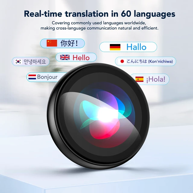 Alt view image 2 of 7 - Digital Badge AI Companion, Wearable Translation Translator with HD Touchscreen, Real-Time Interactive Reactions, Bluetooth 6.0 Portable Pin for Travel Business & Life