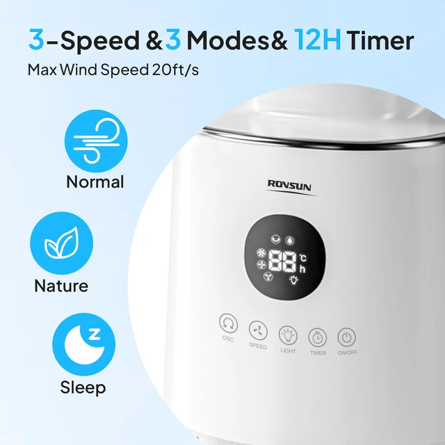 Alt view image 3 of 7 - 32inch Bladeless Tower Fan, Quiet Smart Bladeless Fan for Bedroom, 90°Oscillating Cooling Fan with 3 Speeds, 3 Modes, 12H Timer, Compact Tower Fan with Remote, Safe Design for Home, Bedroom