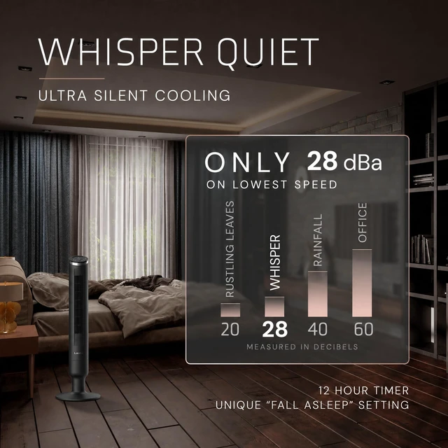 Alt view image 4 of 7 - Apex Oscillating Tower Fan with Remote - 42" - RST200 - Black | Quiet Standing Fan for Bedroom, Office, and Home, 6 Speeds, Timer, With Air Filter for Hair and Dust, Powerful Cooling Air