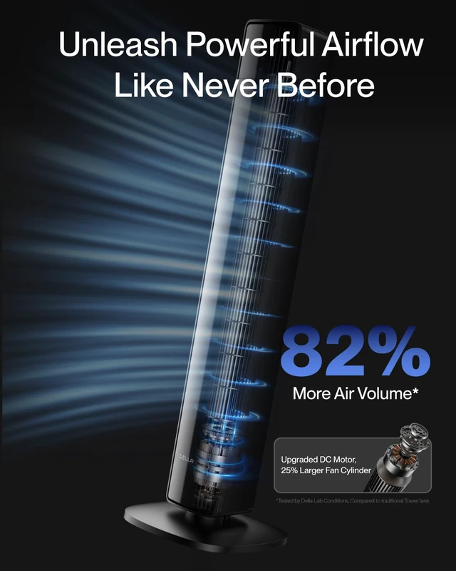 Alt view image 3 of 7 - 42" Smart Tower Fan, Ultra Quiet 23dB Cooling Fan with 12 Speeds, 90° Oscillating, 28ft/s Airflow, DC Motor, 24H Timer, Voice/App/Remote Control for Bedroom Office Living Room