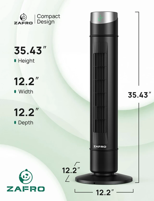 Alt view image 4 of 5 - Smart Tower Fan for Bedroom,Upgraded DC Motor Fans that Blow Cold Air | 120° Oscillating Fan, 43ft Far Airflow,28ft/s High-Speed,12 Speeds,4 Modes,22dB Quiet,App/Voice,12H Timer,36Inch,Black