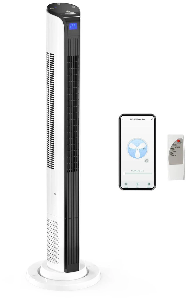 Main image of 42in Tower Fan with Remote & APP Control, Smart Bladeless Floor Fan with 3 Modes 3 Speeds, Digital Display and Oscillating, 12H Timer, Standing Fan for Home, Office, Bedroom
