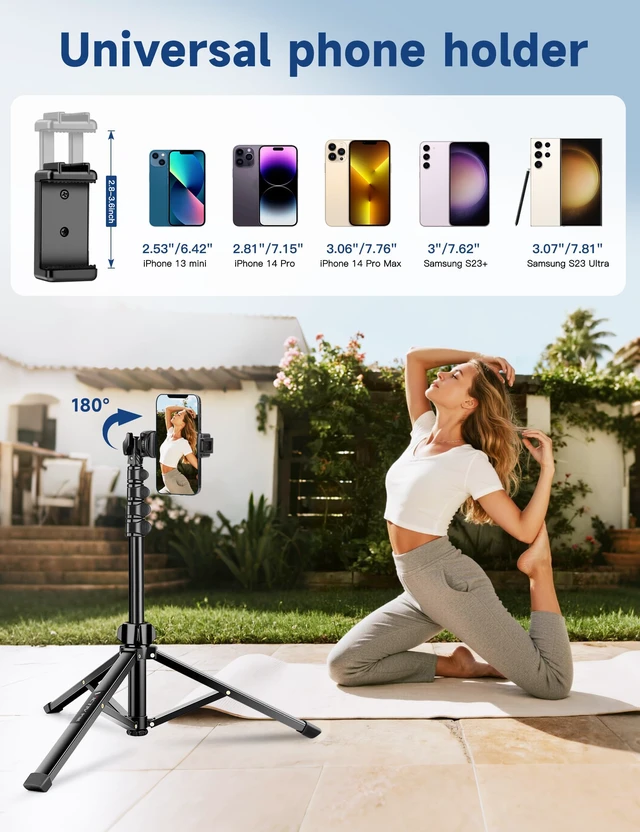 Alt view image 7 of 7 - Phone Tripod Stand, 85" Tall Cellphone Tripod for iPhone with Gooseneck | Flexible Portable Phone Stand with Remote for Recording, Compatible with iPhone 14 13 12 Pro Android Camera