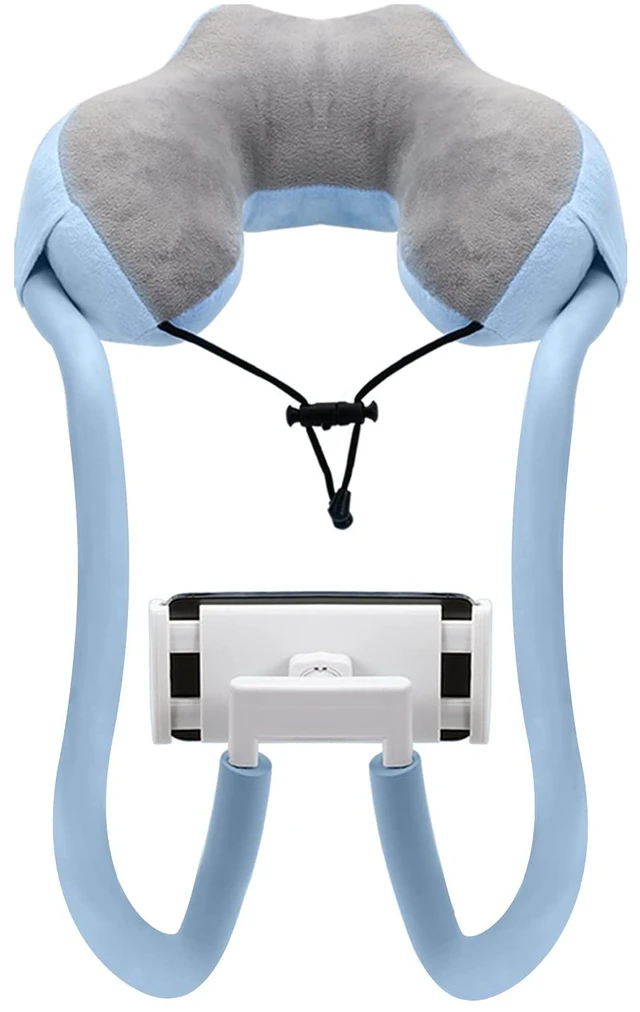 Main image of Neck Phone Holder, Lazy Gooseneck Pillow Stand for 5.5"-11" Devices | 360° adjustable, hands-free for bed, sofa & car, fits iPhone 17/16/15/14, Galaxy S series & more, soft pillow-style support
