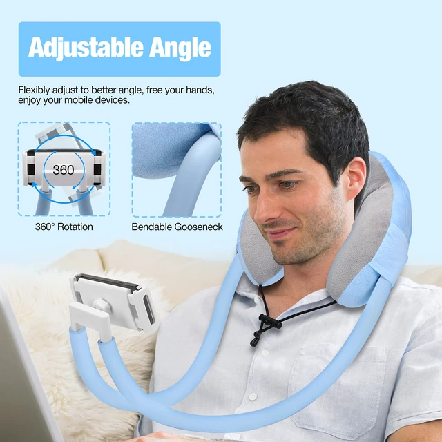 Alt view image 3 of 6 - Neck Phone Holder, Lazy Gooseneck Pillow Stand for 5.5"-11" Devices | 360° adjustable, hands-free for bed, sofa & car, fits iPhone 17/16/15/14, Galaxy S series & more, soft pillow-style support