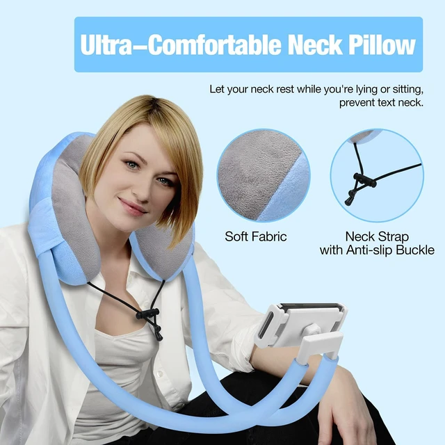 Alt view image 4 of 6 - Neck Phone Holder, Lazy Gooseneck Pillow Stand for 5.5"-11" Devices | 360° adjustable, hands-free for bed, sofa & car, fits iPhone 17/16/15/14, Galaxy S series & more, soft pillow-style support