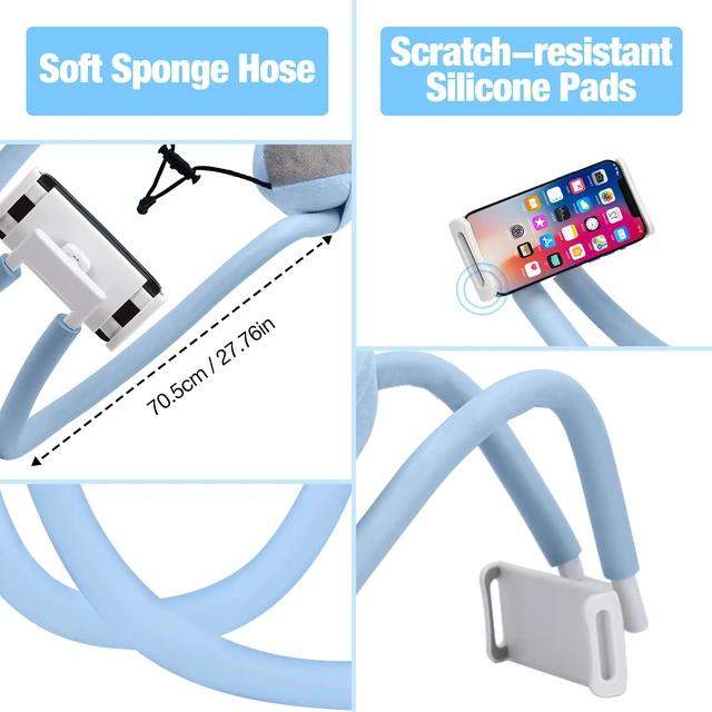 Alt view image 5 of 6 - Neck Phone Holder, Lazy Gooseneck Pillow Stand for 5.5"-11" Devices | 360° adjustable, hands-free for bed, sofa & car, fits iPhone 17/16/15/14, Galaxy S series & more, soft pillow-style support