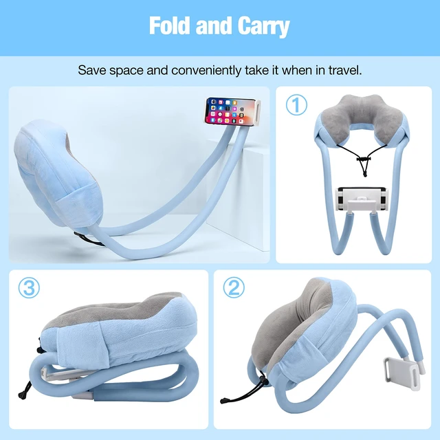 Alt view image 6 of 6 - Neck Phone Holder, Lazy Gooseneck Pillow Stand for 5.5"-11" Devices | 360° adjustable, hands-free for bed, sofa & car, fits iPhone 17/16/15/14, Galaxy S series & more, soft pillow-style support
