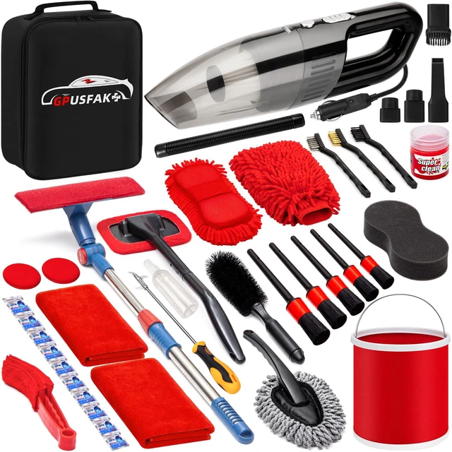 Main image of 41Pcs Car Wash Cleaning Kit with High Power Handheld Vacuum Windshield Cleaning Tool Collapsible Bucket Detailing Brushes Tire Brush Towels Complete Detailing Set for Car