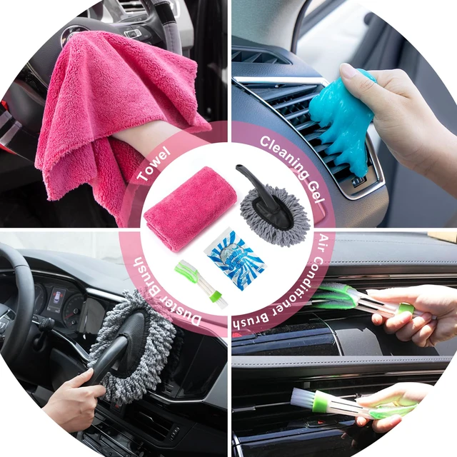 Alt view image 6 of 7 - 20Pcs Car Cleaning Kit, Interior Detailing Kit with High Power Handheld Vacuum, Detailing Brush Set, Windshield Tool, Pink Complete Auto Accessories for Women