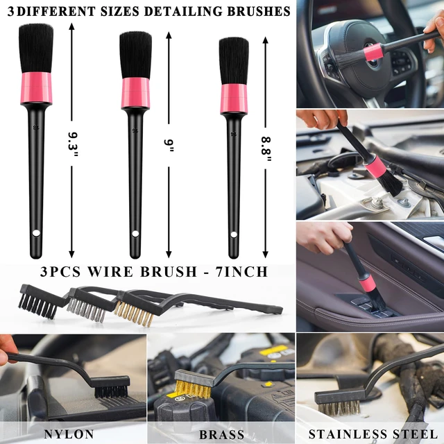 Alt view image 5 of 7 - 20Pcs Car Cleaning Kit, Interior Detailing Kit with High Power Handheld Vacuum, Detailing Brush Set, Windshield Tool, Pink Complete Auto Accessories for Women
