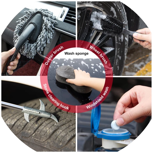 Alt view image 7 of 7 - 41Pcs Car Wash Cleaning Kit with High Power Handheld Vacuum Windshield Cleaning Tool Collapsible Bucket Detailing Brushes Tire Brush Towels Complete Detailing Set for Car