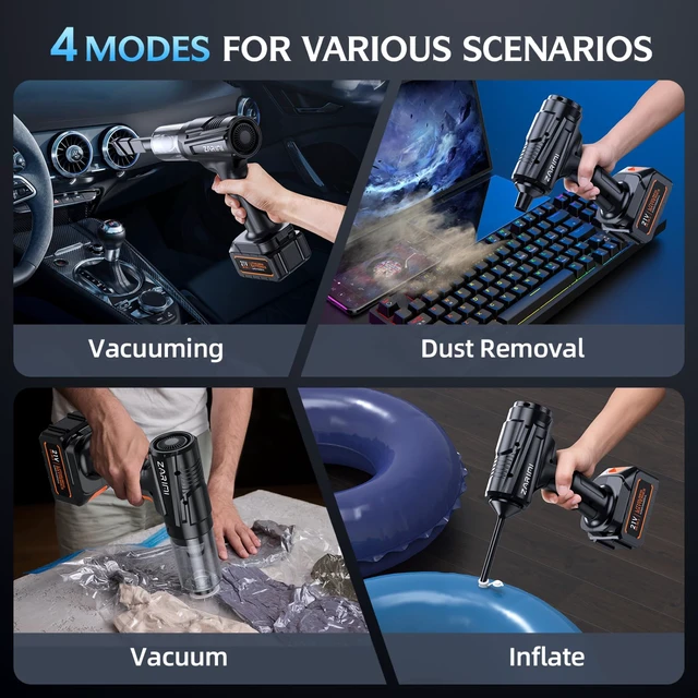 Alt view image 5 of 7 - Car Vacuum Portable Cordless, 50000Pa Strong Suction Brushless Motor, Handheld Vacuum with 2 Batteries & Charger, 6-in-1 Rechargeable Vacuum Cleaners for Home, Pet Hair & Keyboard Ink Black