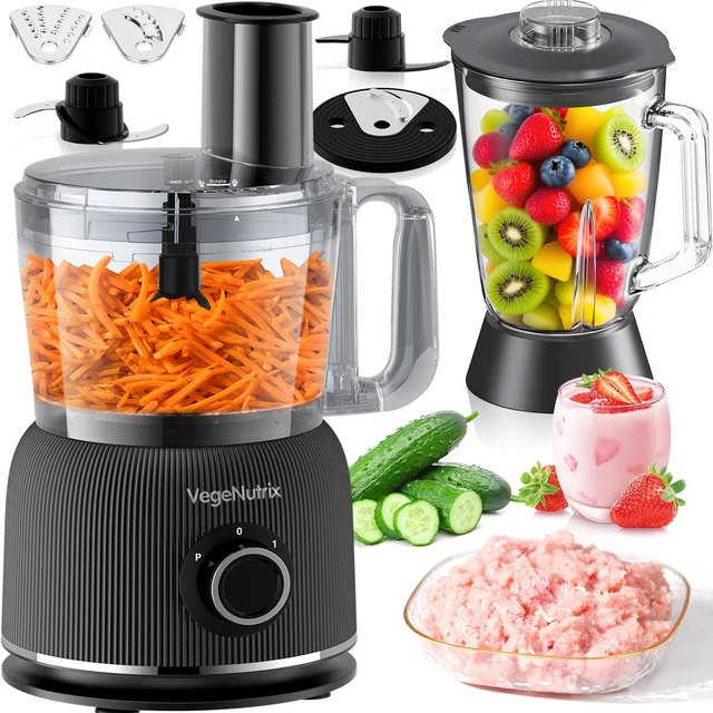 Main image of Food Processor and Blender Combo, 88 oz Food Chopper | Kitchen Appliance for Meat Vegetable and Dough, 70oz 800W Glass Jar Blender with 2 Speeds and Pulse for Smoothie, Upgrade
