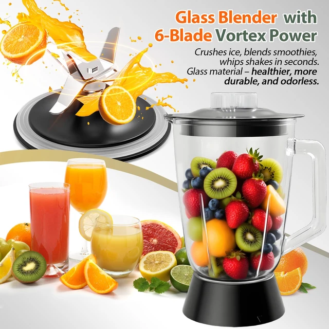 Alt view image 2 of 7 - Food Processor and Blender Combo, 88 oz Food Chopper | Kitchen Appliance for Meat Vegetable and Dough, 70oz 800W Glass Jar Blender with 2 Speeds and Pulse for Smoothie, Upgrade