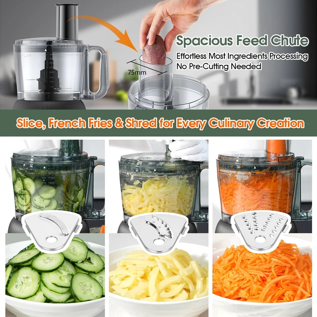 Alt view image 3 of 7 - Food Processor and Blender Combo, 88 oz Food Chopper | Kitchen Appliance for Meat Vegetable and Dough, 70oz 800W Glass Jar Blender with 2 Speeds and Pulse for Smoothie, Upgrade