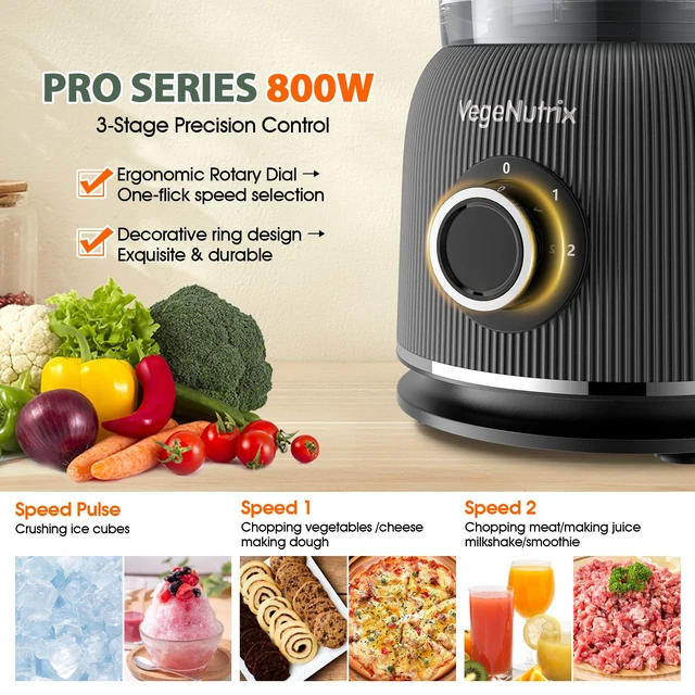 Alt view image 5 of 7 - Food Processor and Blender Combo, 88 oz Food Chopper | Kitchen Appliance for Meat Vegetable and Dough, 70oz 800W Glass Jar Blender with 2 Speeds and Pulse for Smoothie, Upgrade