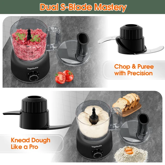 Alt view image 7 of 7 - Food Processor and Blender Combo, 88 oz Food Chopper | Kitchen Appliance for Meat Vegetable and Dough, 70oz 800W Glass Jar Blender with 2 Speeds and Pulse for Smoothie, Upgrade