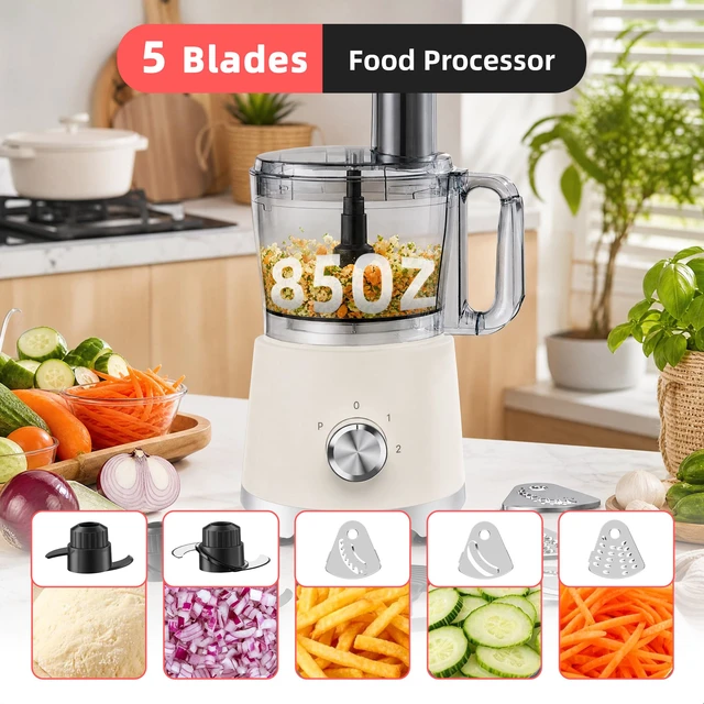 Alt view image 2 of 7 - Electric Food Processor 10.5 Cup, Multi-Function Vegetable Chopper with French Fry Slicer, Dough Mixer, Easy to Clean, Secure Design, Stainless Steel, for Vegetables, Smoothie, Fruit