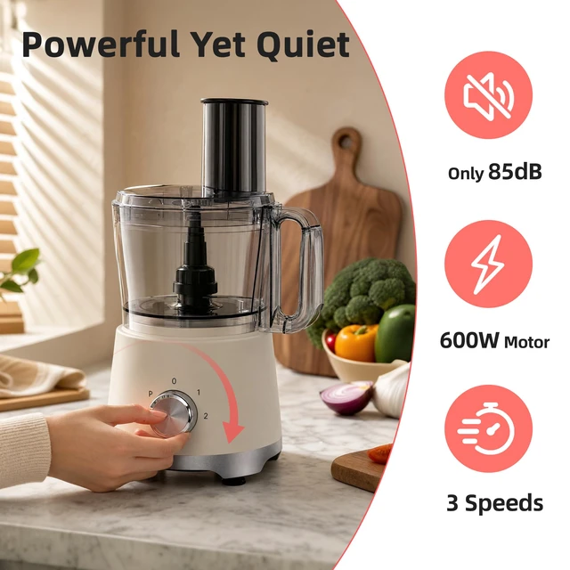 Alt view image 5 of 7 - Electric Food Processor 10.5 Cup, Multi-Function Vegetable Chopper with French Fry Slicer, Dough Mixer, Easy to Clean, Secure Design, Stainless Steel, for Vegetables, Smoothie, Fruit