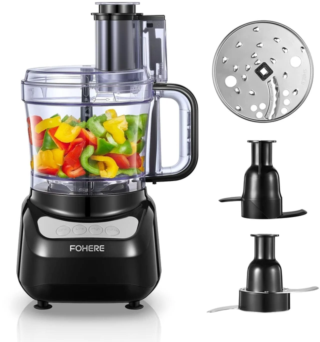 Main image of Food Processor, 12 Cup, 2-in-1 Feed Chute Food Chopper & Meat Grinder, 500 Watt Motor, BPA Free, Stainless Steel, Procesador de Alimentos for Mincing, Dicing, Shredding, Puree & Kneading Dough