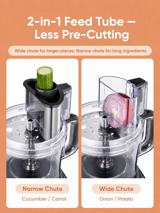 Alt view image 3 of 7 - Food Processor, 12 Cup, 2-in-1 Feed Chute Food Chopper & Meat Grinder, 500 Watt Motor, BPA Free, Stainless Steel, Procesador de Alimentos for Mincing, Dicing, Shredding, Puree & Kneading Dough