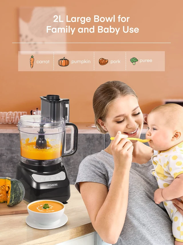 Alt view image 5 of 7 - Food Processor, 12 Cup, 2-in-1 Feed Chute Food Chopper & Meat Grinder, 500 Watt Motor, BPA Free, Stainless Steel, Procesador de Alimentos for Mincing, Dicing, Shredding, Puree & Kneading Dough
