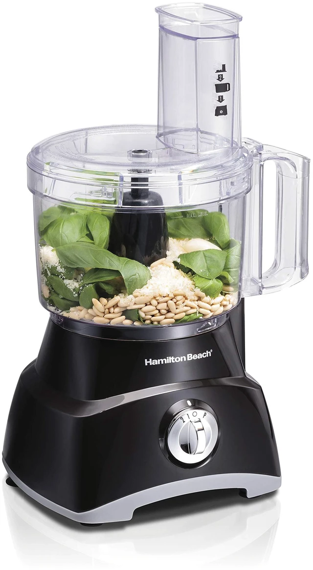 Main image of 8 Cup Food Processor & Vegetable Chopper | Large Feed Chute | Powerful 450 Watt Motor | Stainless Steel S-Blade and Reversible Shredding Disc | Black | 70740G