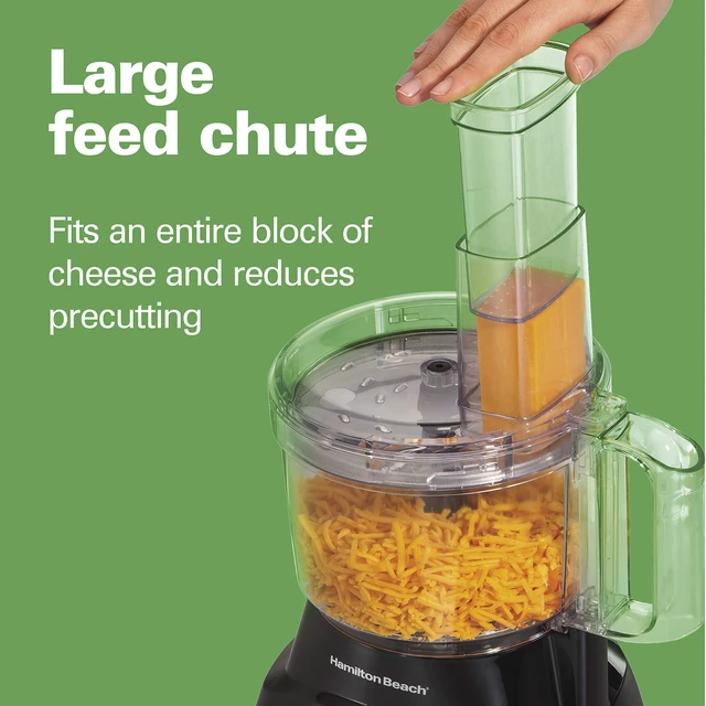 Alt view image 3 of 7 - 8 Cup Food Processor & Vegetable Chopper | Large Feed Chute | Powerful 450 Watt Motor | Stainless Steel S-Blade and Reversible Shredding Disc | Black | 70740G