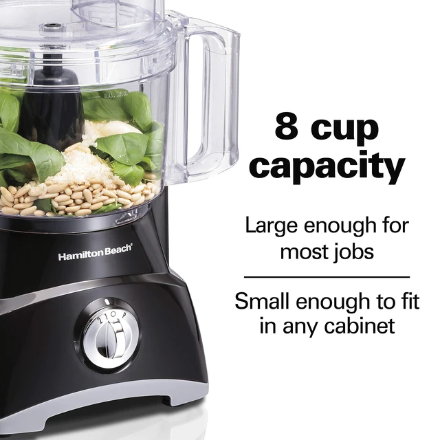 Alt view image 6 of 7 - 8 Cup Food Processor & Vegetable Chopper | Large Feed Chute | Powerful 450 Watt Motor | Stainless Steel S-Blade and Reversible Shredding Disc | Black | 70740G