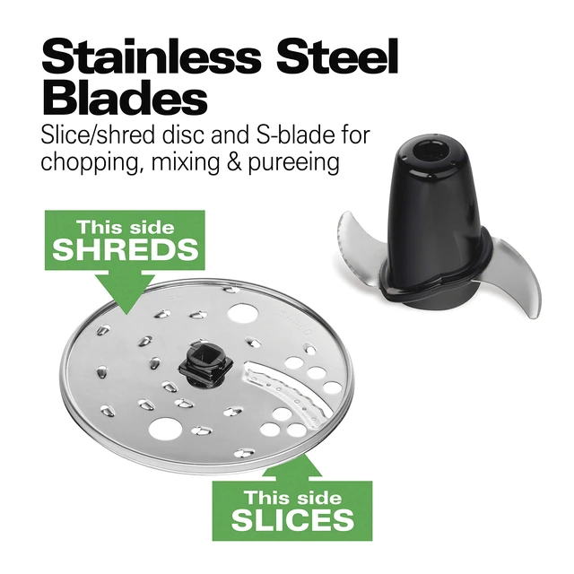Alt view image 5 of 7 - 8 Cup Food Processor & Vegetable Chopper | Large Feed Chute | Powerful 450 Watt Motor | Stainless Steel S-Blade and Reversible Shredding Disc | Black | 70740G