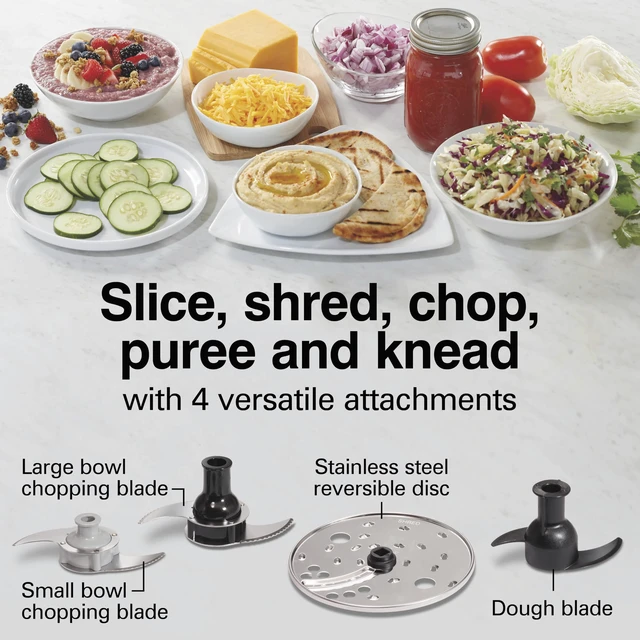 Alt view image 3 of 7 - Stack & Snap 14 Cup Food Processor and Vegetable Chopper | Dishwasher Safe Stainless Steel Blades | 3-Speed 500 Watt Motor | Includes 4-Cup Mini Food Processor Bowl | Black | 70585