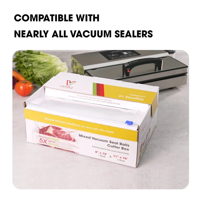 Alt view image 7 of 7 - 11" x 150' Vacuum Sealer Bags for Food Saver, Rolls with Cutter Dispenser | Commercial Grade Vacuum Sealer Rolls for Custom Sizing, BPA-Free, Ideal for Sous Vide Cooking, Meal Prep and Storage