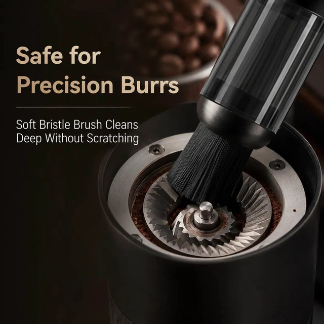 Alt view image 3 of 7 - Barista Coffee Vacuum Cleaner for Coffee Grinders & Espresso Machines | Coffee grounds vacuum for Barista Stations, 4 heads, soft bristle brush, angled nozzle, blower tip, USB-C rechargeable