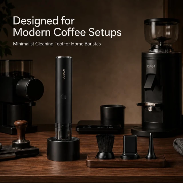 Alt view image 6 of 7 - Barista Coffee Vacuum Cleaner for Coffee Grinders & Espresso Machines | Coffee grounds vacuum for Barista Stations, 4 heads, soft bristle brush, angled nozzle, blower tip, USB-C rechargeable