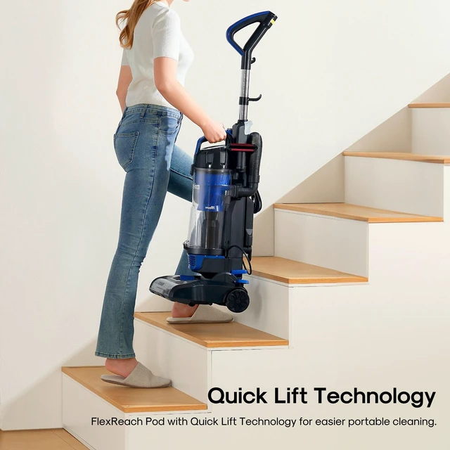 Alt view image 5 of 7 - Lightweight Powerful Upright Vacuum Cleaner for Carpet and Hard Floor, PowerSpeed, New Model,Blue,black/New Model