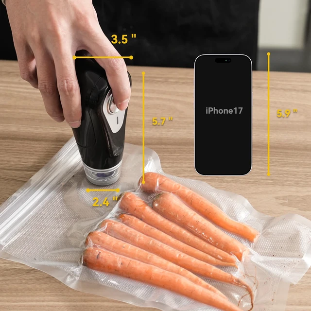 Alt view image 2 of 7 - Handheld Vacuum Sealer, Portable & Rechargeable Design | Powerful Compact Cordless Vacuum Sealer for Seal Meal Saver & Storage, Works with valved Bags, Zipper Bags and Containers